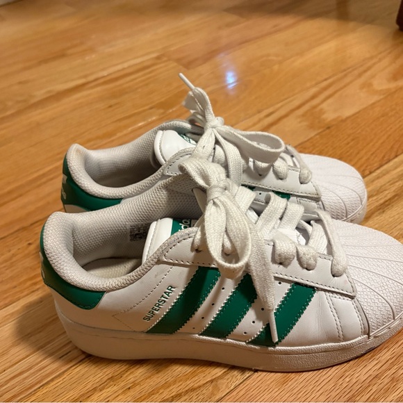 adidas Superstar White and Green Sneakers - Picture 10 of 10